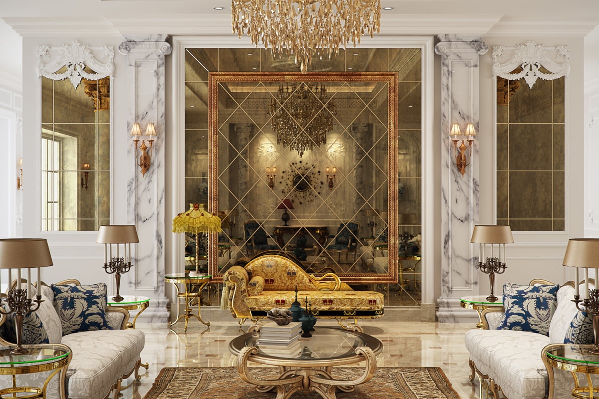 Interior design , living room , classic style , Luxury home